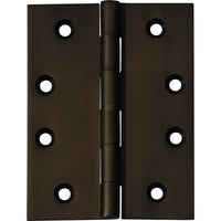Tradco fixed pin hinge showing metal construction and mounting holes, used for durable door or window frame attachment.