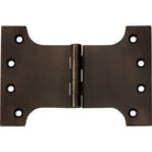 Tradco Shutter Parliament Hinge showing a sturdy metal hinge with a polished finish, designed for shutter doors.