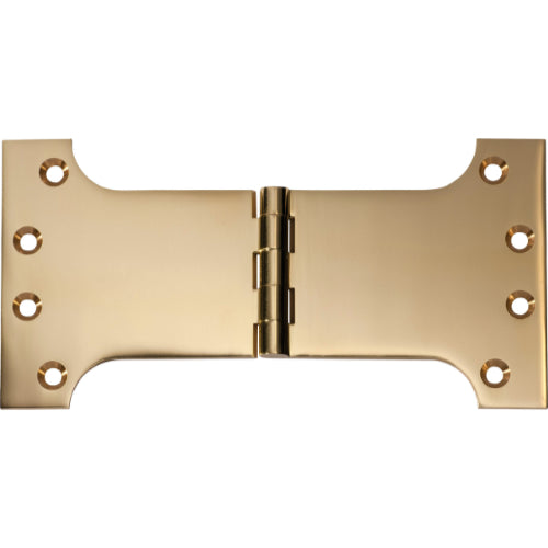 Tradco Shutter Parliament Hinge showing a metal hinge with decorative finials for shutter or door installation.