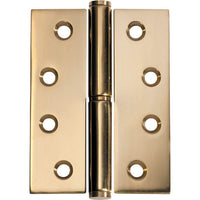 Left hand Tradco Lift Off Hinge, metal door hinge with easy removal design, shown in a close-up image.
