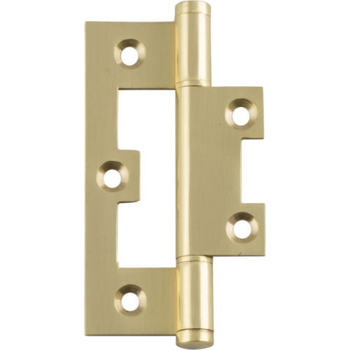 Tradco Hirline hinge showing metallic finish and mounting mechanism, designed for durable door or furniture installation.