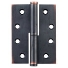 Left hand Tradco Lift Off Hinge showing metal hinge with mounting plates, designed for easy removal and installation.