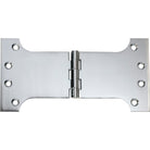 Tradco Shutter Parliament Hinge showing metal hinge with mounting plates for shutter doors and windows.