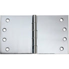 Tradco broad butt hinge showing metal construction and mounting holes, used for cabinet or door framing.