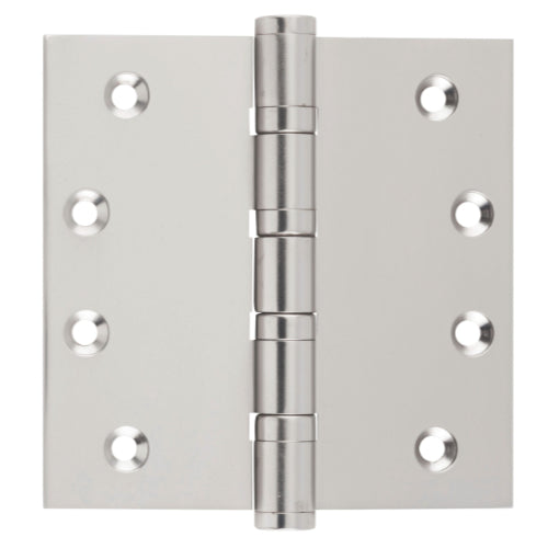 Tradco ball bearing hinge with metal components, showing the hinge's smooth pivot mechanism and mounting surface.