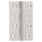 Tradco fixed pin hinge with durable metal construction, showing the hinge's side profile and pin details.