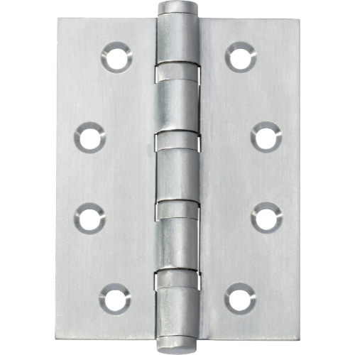 Tradco ball bearing hinge showing metal construction and mounting plates, designed for smooth door operation and durability