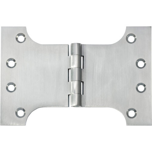 Tradco Shutter Parliament Hinge showing metal construction and mounting plates for window shutter installation.