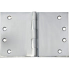 Tradco broad butt hinge with metal construction, showing its sturdy design and mounting holes for door or cabinet installation.