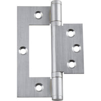 Tradco Hirline hinge showing metal construction and mounting holes for door or furniture installation.