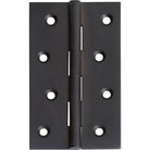 Tradco fixed pin hinge showing metal pin and mounting plates for doors or cabinets in close-up view.