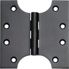 Tradco Shutter Parliament Hinge showing metal hinge with mounting plates and decorative finials for shutter doors.