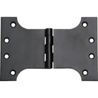 Tradco Shutter Parliament Hinge showing metal hinge with screw holes for shutter door installation