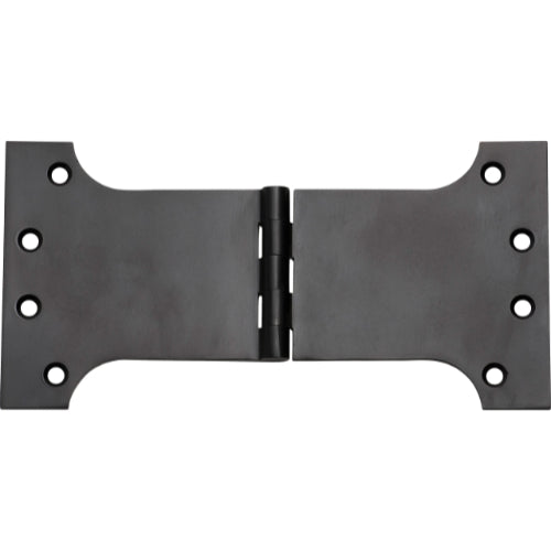 Tradco Shutter Parliament Hinge showing metal construction and mounting hardware for window shutters.