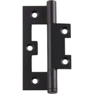 Tradco Hirline hinge showing polished metal finish and mounting plates for cabinet or door installation.