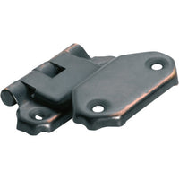 Tradco fold over offset hinge showing metal construction and mounting plates for cabinet or furniture doors.