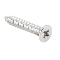 Solid brass hinge screws, 25mm L25mm 8 gauge, by Tradco, shown in a close-up image highlighting the screw's head and threading.