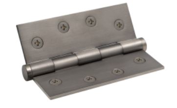 Brass Hinge, Fixed Pin, Flat Tip, 101.6mm x 76.2mm in Graphite Nickel