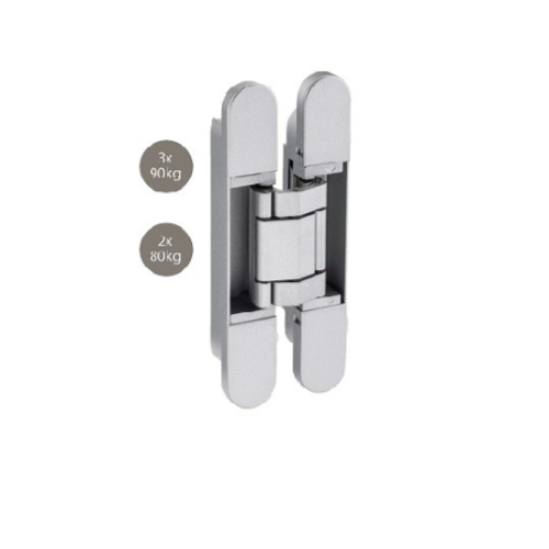 Adjustable Concealed Hinge, 150 Degrees - 60KG Rating in Satin Stainless