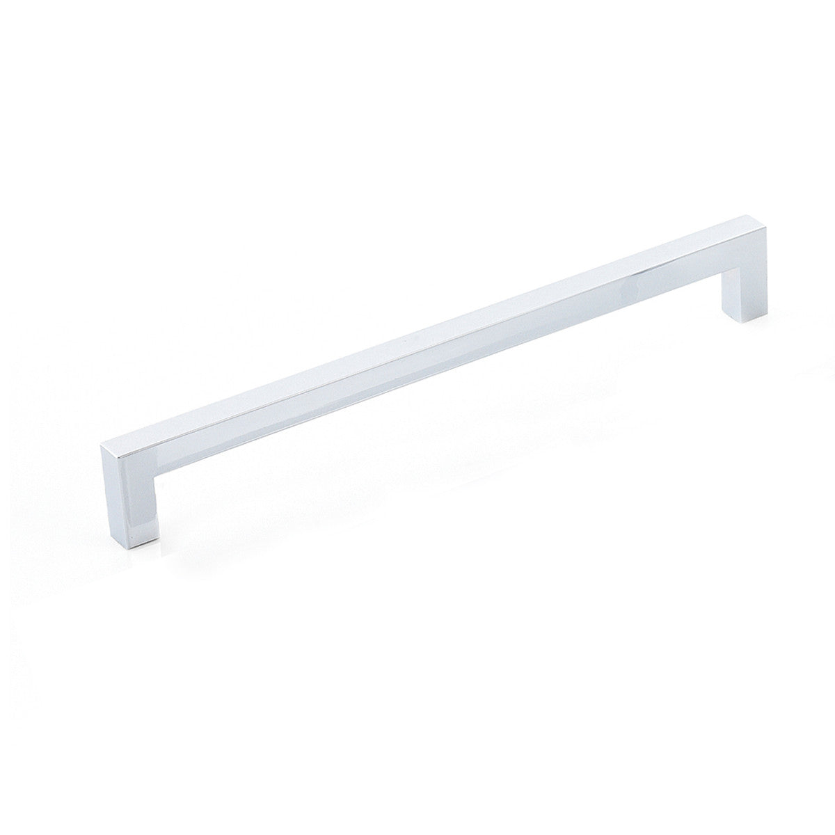Momo SEVILLA cabinet pull handle in polished gold finish mounted on wood cabinet door.
