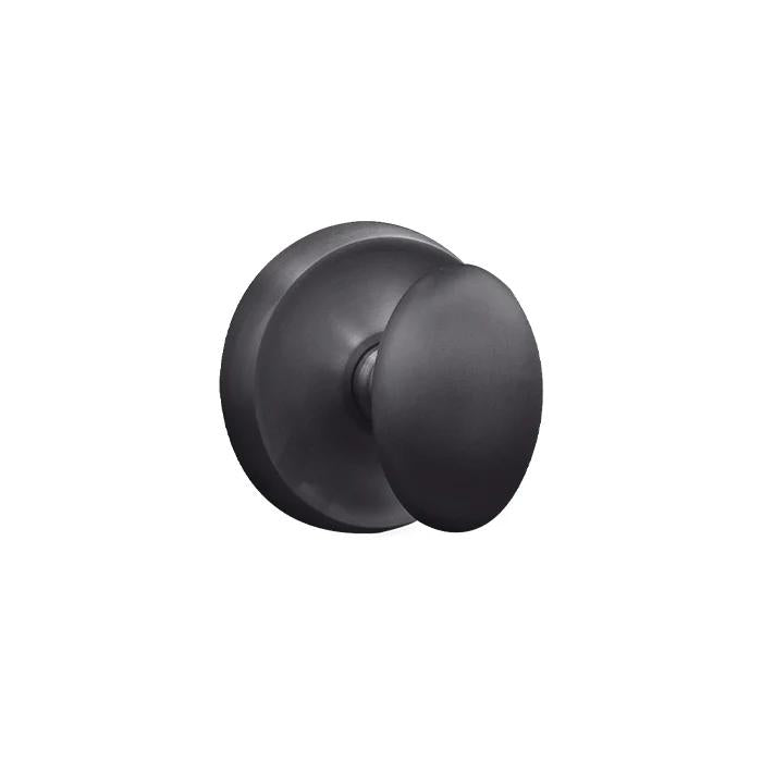 N2LOK Uovo door knob in matte black finish, featuring modern design and sleek hardware for interior door use.