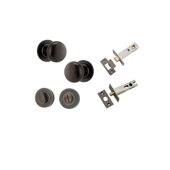 Door Knob Cambridge Round Rose Concealed Fix Signature Brass D54xP67mm BP58mm Privacy Kit, Tube Latch Split Cam 'T' Striker Signature Brass Backset 60mm, Privacy Bolt Round Bolt Signature Brass Backset 60mm, Privacy Turn Oval Concealed Fix Round S… in Sig