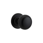 Door Knob Cambridge Round Rose Concealed Fix Matt Black D54xP67mm BP58mm in Matt Black