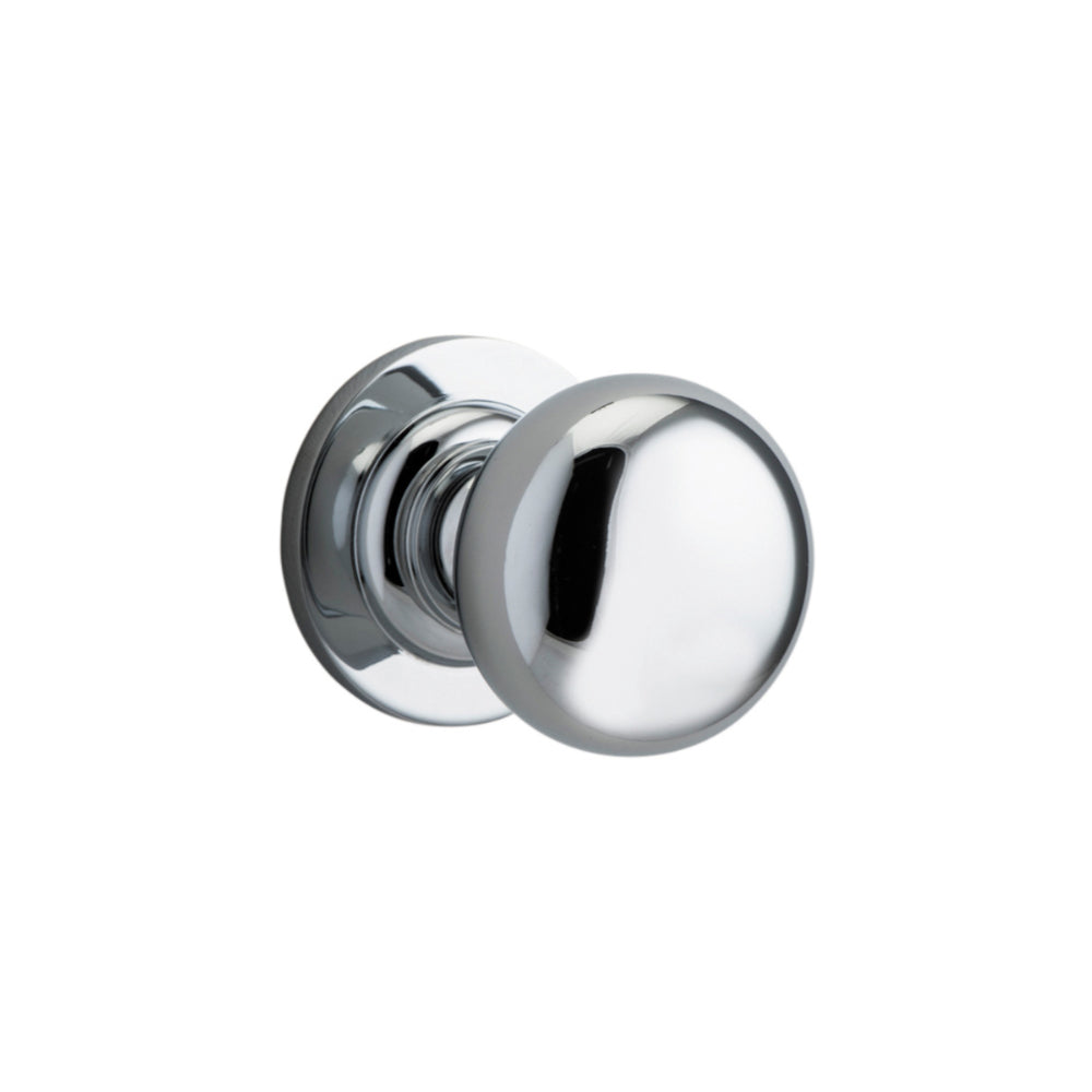 Door Knob Cambridge Round Rose Concealed Fix Polished Chrome D54xP67mm BP58mm in Polished Chrome