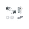 Door Knob Cambridge Round Rose Concealed Fix Polished Chrome D54xP67mm BP58mm Entrance Kit, Mortice Lock Euro Polished Chrome CTC85mm Backset 60mm, Euro Cylinder Key Thumb 6 Pin Polished Chrome L70mm KA1, Escutcheon Euro Concealed Fix Round Pair P… in Pol