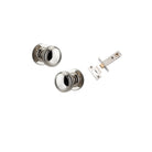Door Knob Paddington Round Rose Concealed Fix Polished Nickel D54xP68mm BP58mm Passage Kit, Tube Latch Split Cam 'T' Striker Polished Nickel Backset 60mm in Polished Nickel