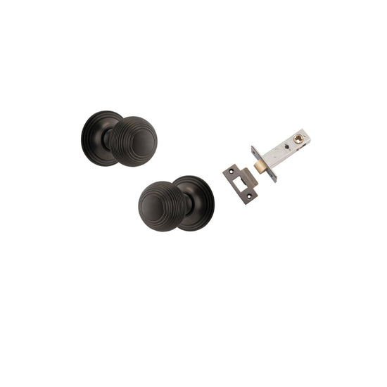 Door Knob Guildford Round Rose Concealed Fix Signature Brass D52xP78mm BP60mm Passage Kit, Tube Latch Split Cam 'T' Striker Signature Brass Backset 60mm in Signature Brass