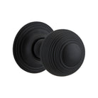 Door Knob Guildford Round Rose Concealed Fix Matt Black D52xP78mm BP60mm in Matt Black