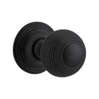 Door Knob Guildford Round Rose Concealed Fix Matt Black D52xP78mm BP60mm in Matt Black