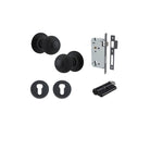 Door Knob Guildford Round Rose Concealed Fix Matt Black D52xP78mm BP60mm Entrance Kit, Mortice Lock Euro Matt Black CTC85mm Backset 60mm, Euro Cylinder Dual Function 5 Pin Matt Black L65mm KA1, Escutcheon Euro Concealed Fix Round Pair Matt Black D… in Matt Black