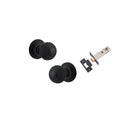 Door Knob Guildford Round Rose Concealed Fix Matt Black D52xP78mm BP60mm Passage Kit, Tube Latch Split Cam 'T' Striker Matt Black Backset 60mm in Matt Black