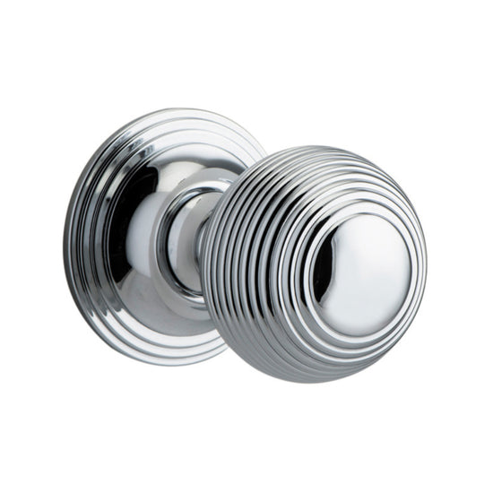 Door Knob Guildford Round Rose Concealed Fix Polished Chrome D52xP78mm BP60mm in Polished Chrome