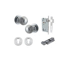 Door Knob Guildford Round Rose Concealed Fix Brushed Chrome D52xP78mm BP60mm Entrance Kit, Mortice Lock Euro Brushed Chrome CTC85mm Backset 60mm, Euro Cylinder Key Thumb 6 Pin Brushed Chrome L70mm KA1, Escutcheon Euro Concealed Fix Round Pair Brus… in Brushed Chrome