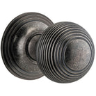 Door Knob Guildford Round Rose Concealed Fix Distressed Nickel D52xP78mm BP60mm in Distressed Nickel