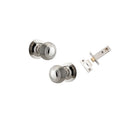 Door Knob Guildford Round Rose Concealed Fix Polished Nickel D52xP78mm BP60mm Passage Kit, Tube Latch Split Cam 'T' Striker Polished Nickel Backset 60mm in Polished Nickel