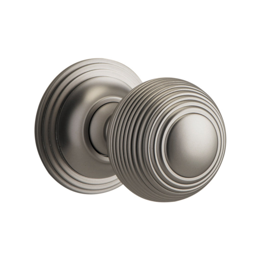 Door Knob Guildford Round Rose Concealed Fix Satin Nickel D52xP78mm BP60mm in Satin Nickel