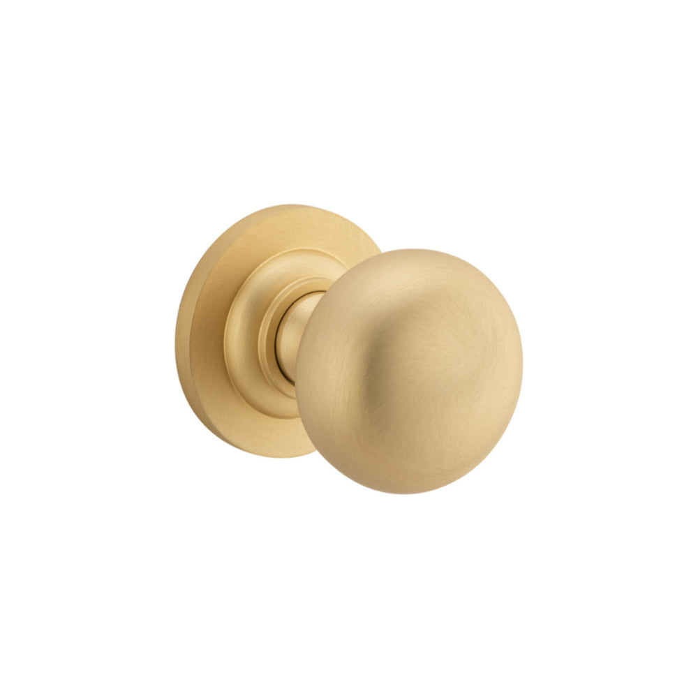 Door Knob Cambridge Round Rose Concealed Fix Brushed Brass D54xP67mm BP58mm in Brushed Brass