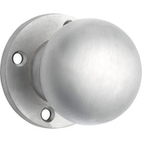 Door Knob Retro Fit Round Rose Pair Satin Chrome D54xP59mm BP60mm in Satin Chrome