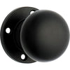 Door Knob Retro Fit Round Rose Pair Matt Black D54xP59mm BP60mm in Matt Black