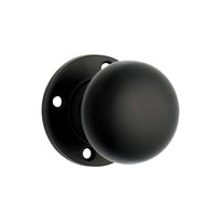 Door Knob Retro Fit Round Rose Pair Matt Black D54xP59mm BP60mm in Matt Black