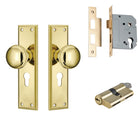 Door Knob Milton Polished Brass Key / Key Entrance Set in Polished Brass