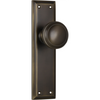 Door Knob Milton Latch Pair Antique Brass H200xW50xP73mm in Antique Brass