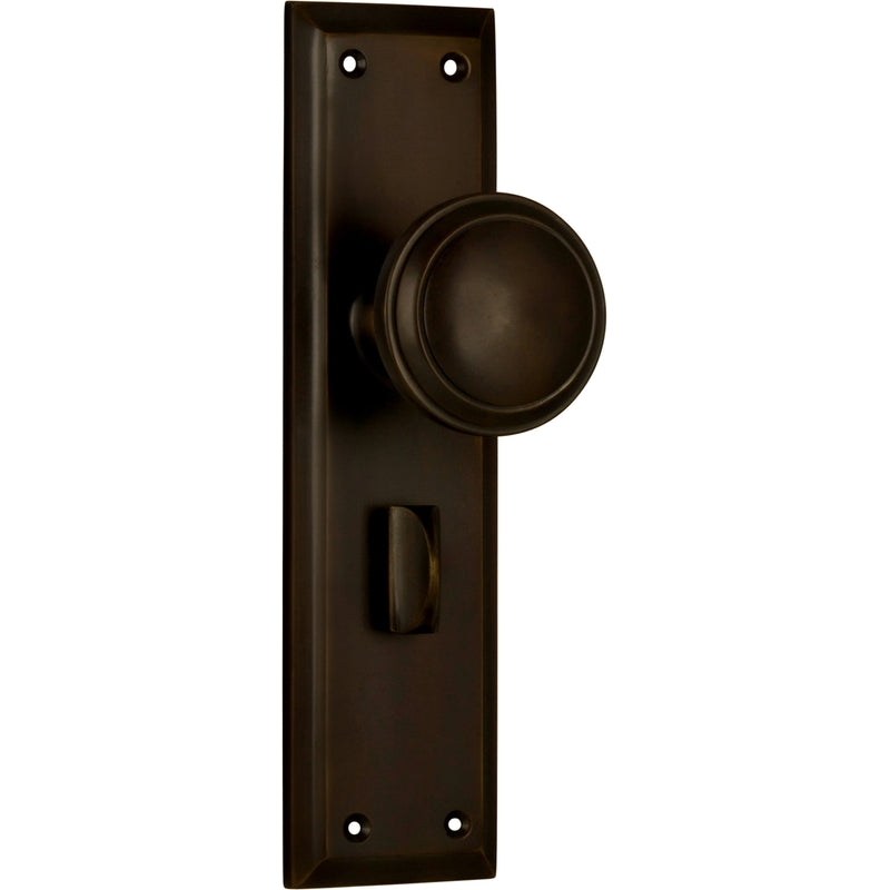 Door Knob Milton Privacy Pair Antique Brass H200xW50xP73mm in Antique Brass