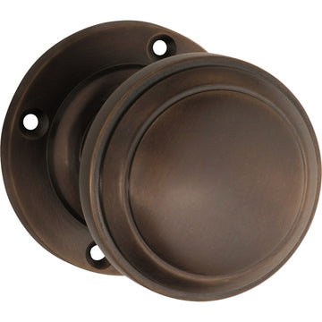 Door Knob Milton Round Rose Pair Antique Brass D54xP65mm BP57mm in Antique Brass