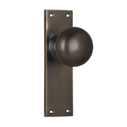 Door Knob Victorian Latch Pair Antique Brass H152xW42xP75mm in Antique Brass