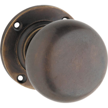 Door Knob Victorian Round Rose Pair Antique Brass D54xP65mm BP57mm in Antique Brass